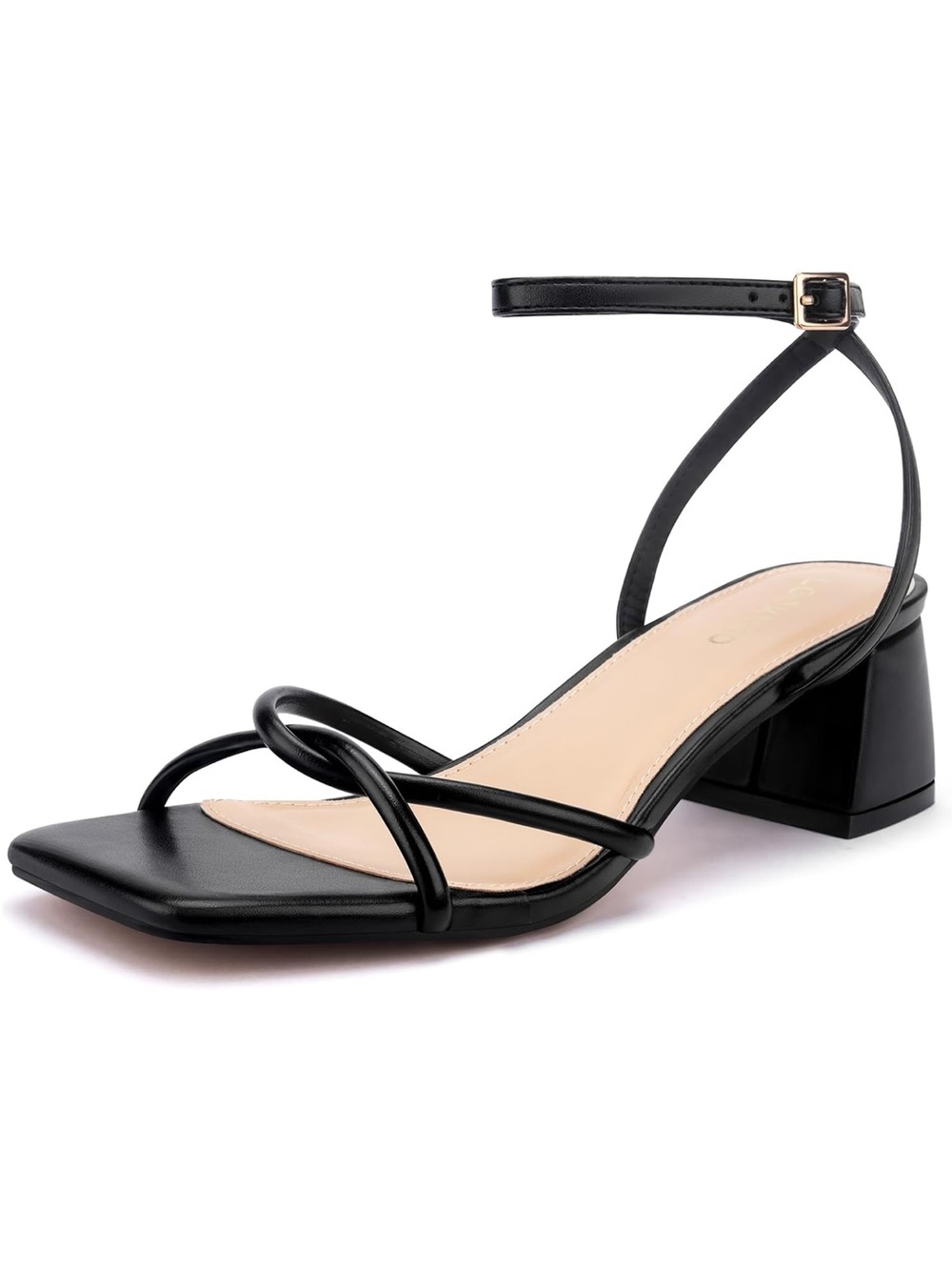 Lookyno Women's Black Strappy Block Heel Sandal
